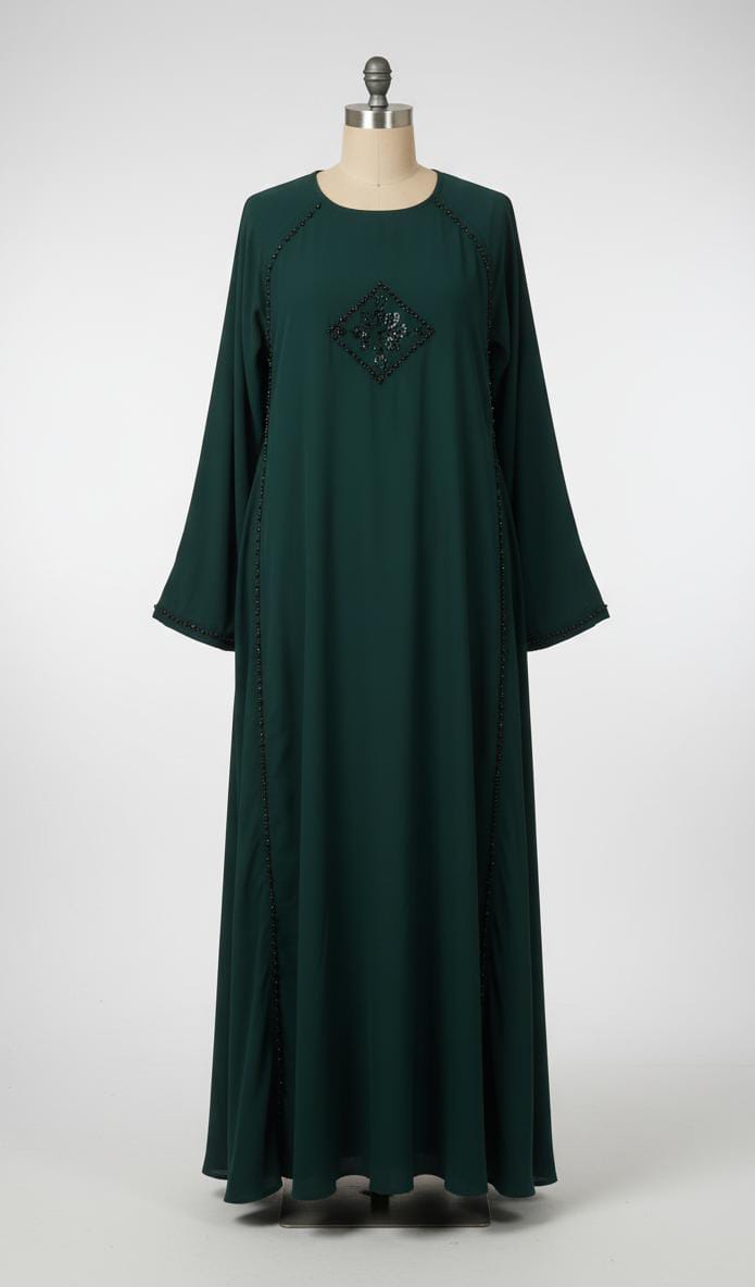 Embroidered Stone Abaya - Elegant Everyday Wear